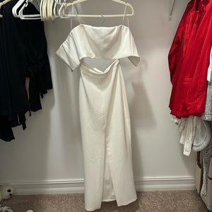 Strapless top and maxi skirt set white